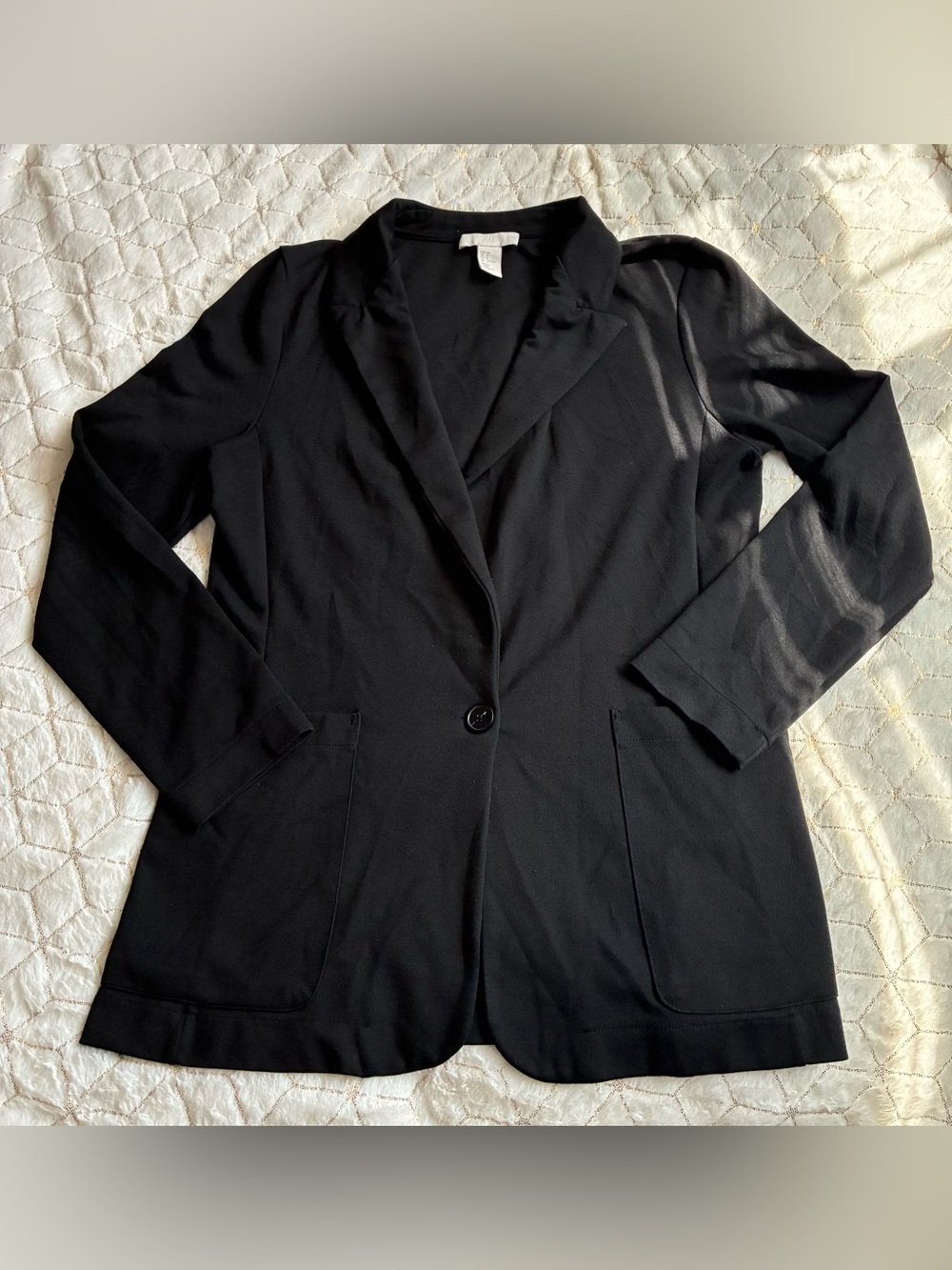 H&M Black Single-Button Ponte Blazer Jacket